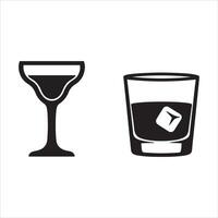Two stylized drinks one martini glass and one rocks glass with ice vector