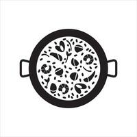 Artistic representation of a delicious paella dish in a traditional pan vector