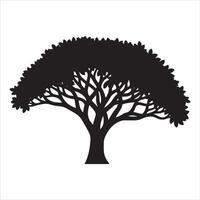 Silhouette of a majestic acacia tree with a broad canopy vector