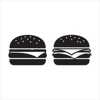 Two simple black silhouettes of hamburgers side by side vector