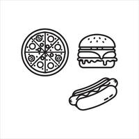 Classic fast food icons featuring pizza burger and hot dog vector