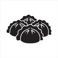 Stylized black silhouette of four dumplings on a white background vector