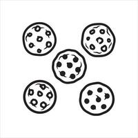 Five delicious chocolate chip cookies arranged in a pattern vector