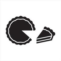A black and white graphic representation of a pie with one slice removed vector
