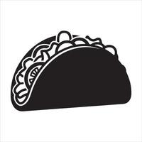 Simple black silhouette of a delicious taco with fillings vector