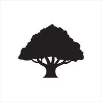 Solid black silhouette of a mature deciduous tree with a full canopy vector