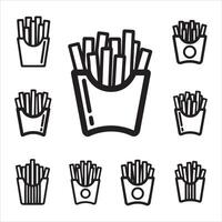 Collection of stylized french fry icons in various sizes and styles vector