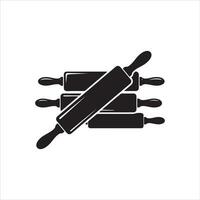 Group of black rolling pins with handles arranged artistically on white background vector