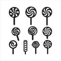 Collection of swirl and spiral lollipops on sticks vector