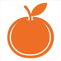 Simple orange fruit icon with leaf and stem on white background vector