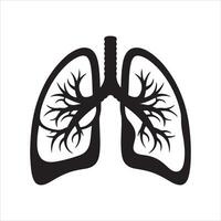 Stylized black silhouette of human lungs with branching airways vector