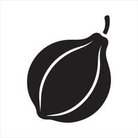 Simple black silhouette of a pear with a stem vector