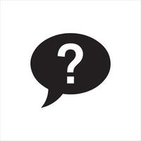 Black speech bubble with white question mark symbolizing inquiry vector