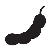Simple silhouette of a tamarind pod with a stem vector