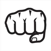 Bold black outline of a fist punching forward against white background vector