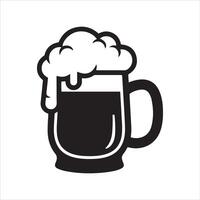 Stylized black and white representation of a frothy beer mug vector