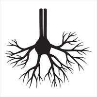 Stylized black silhouette of a neuron with branching dendrites vector