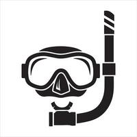 Black and white graphic of a snorkel and mask for underwater exploration vector