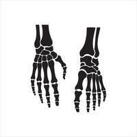 Black silhouette of human hands and feet skeletal structures vector