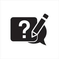 Question mark inside a speech bubble with a pencil symbolizing survey vector