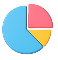 Colorful pie chart highlighting market segmentation, revealing business performance metrics through distinct color-coded data analysis segments png