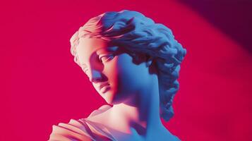Surreal classical statue with dynamic sculpted hair photo