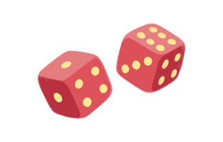 Two Red Dice Rolling on Transparent Background png