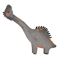 Black dinosaur with long neck. Big cute ancient dino. Cartoon monochrome dino on isolated background png