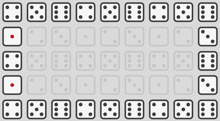 grey and white background with a dices board
