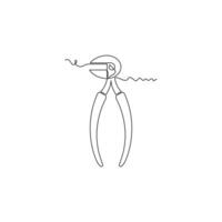 one line art Dental Nipper illustration. line art, one continuous line, simple, hand drawn and sketch style. for icons, symbols, signs or logos vector
