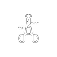 one line art Backhaus Towel Clamp illustration. line art, one continuous line, simple, hand drawn and sketch style. for icons, symbols, signs or logos vector