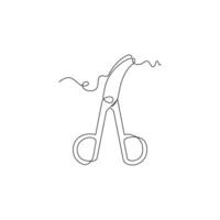 one line art Mosquito Forcep Curved illustration. line art, one continuous line, simple, hand drawn and sketch style. for icons, symbols, signs or logos vector