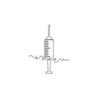 one line art Syringe illustration. line art, one continuous line, simple, hand drawn and sketch style. for icons, symbols, signs or logos vector
