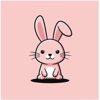 Cute pink rabbit on a pink background logo design vector