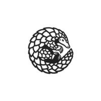 Black and white logo design of a pangolin vector
