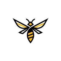 Bee logo design with yellow and black stripes vector