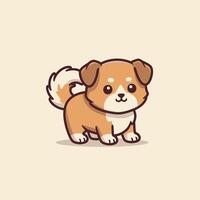 Cute little dog with a big tail logo design vector