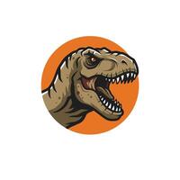 T-rex head in an orange circle logo design vector