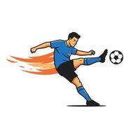 Logo design of a soccer player kicking the ball in the air vector