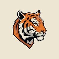 A tiger head logo design on a light background vector