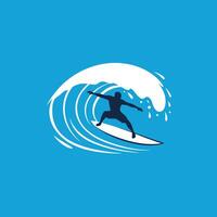 A man surfing on a wave logo design vector