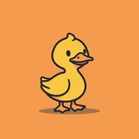 Cartoon duck logo design on an orange background vector