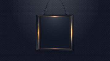 Blank picture frame on dark background vector