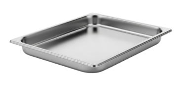 Empty stainless steel gastronorm tray isolated on transparent background png