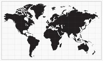 World Map Silhouette with Continent Outlines on Grid Background, Global Travel Design vector