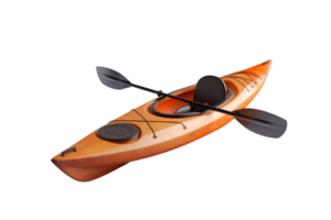 Orange Kayak with Paddle Ready for Adventure, png