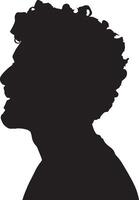 Black silhouette of a man with curly hair and a beard profile head vector