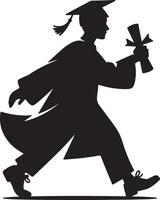 Graduation silhouette with diploma and cap student vector