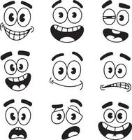 Cartoon faces with varied expressions eyes mouths vector