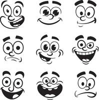 Cartoon faces with various expressions emotions happy vector